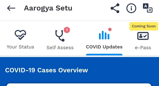 Tools and features of the Aarogya Setu app