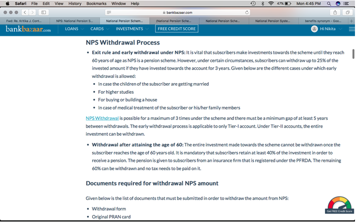 NSP Withdrawal Process